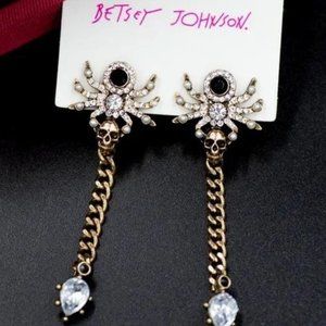 Betsey Johnson White Crystal Spider Earrings 2 FOR 1 SEE BELOW